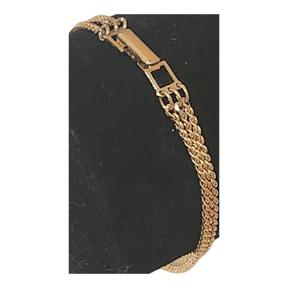 Sarah Cov Triple Strand Gold Tone Bracelet‎ Vintage Delicate Jewelry